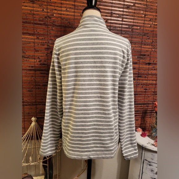 Gray and White Striped Zip-Up Jacket - Picture 3 of 6